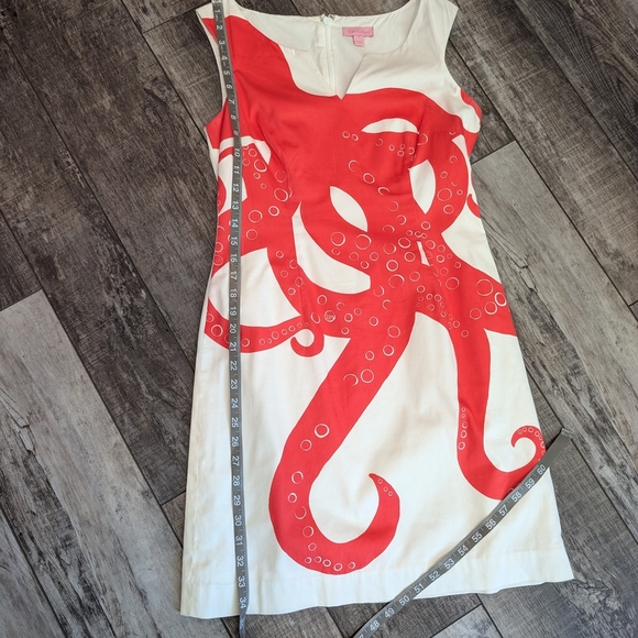 Lilly Pulitzer Resort Taytay Coral and White Shift  Dress Rare. Size 4 - Picture 8 of 8